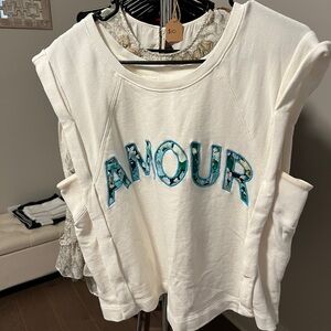 Anthropologie Amour White Sleeveless Top Size Small